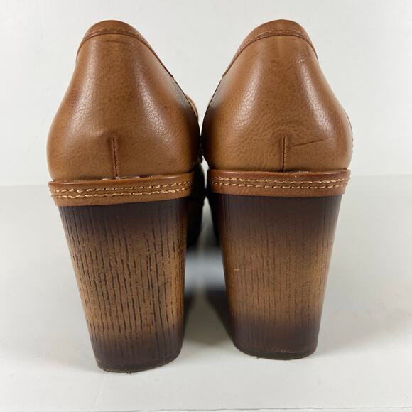 Korks Brown Faux Leather Heel Loafer Shoes Size 8.5 - Picture 5 of 10